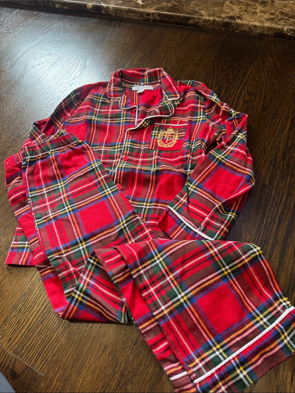Posh Peanut holiday Red & Green Tartan Kids Pajama Set